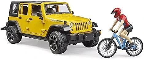 BRUDER automobilis Jeep Wrangler ir dviratininkas su kalnų dviračiu, 02543