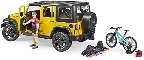 BRUDER automobilis Jeep Wrangler ir dviratininkas su kalnų dviračiu, 02543