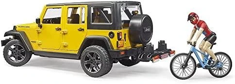 BRUDER automobilis Jeep Wrangler ir dviratininkas su kalnų dviračiu, 02543