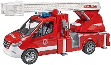 BRUDER MB Sprinter priešgaisrinė tarnyba su pasukamomis kopėčiomis ir siurbliu, 02673