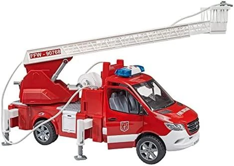 BRUDER MB Sprinter priešgaisrinė tarnyba su pasukamomis kopėčiomis ir siurbliu, 02673