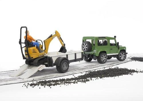BRUDER sunkvežimis Land Rover ir eskavatorius su darbuotoju, 2593