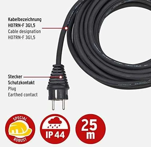 Brennenstuhl ilgintuvas 25m H07RN-F3G1,5 juodas IP44