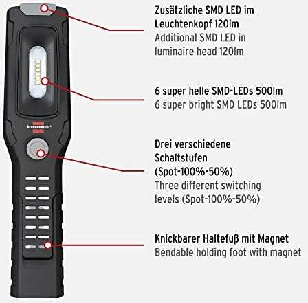 Darbinis šviestuvas Brennenstuhl HL 500 A; LED; 3,7 V; 1x2,5 Ah akum.