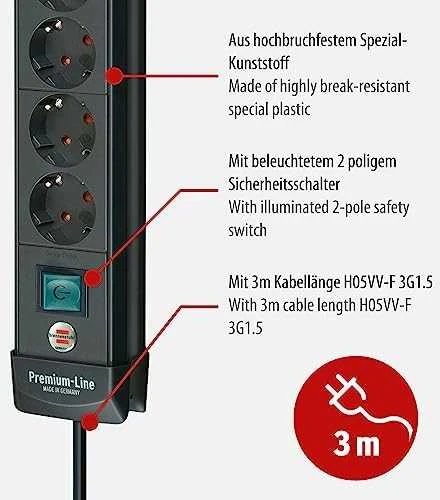 Brennenstuhl Premium-Line - Powerband - prailgintuvas: 8 - 3m - Juodas 1951180100 / GT-659