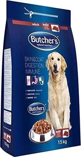 Sausas Šunų Maistas - BUTCHER'S Natural & Healthy su jautiena 15 kg