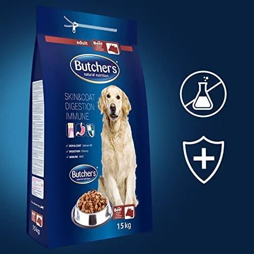 Sausas Šunų Maistas - BUTCHER'S Natural & Healthy su jautiena 15 kg