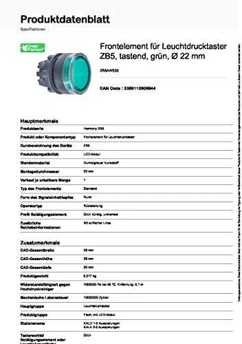 „Schneider Electric“ mygtukų pavara su apšvietimu ir savaiminiu grįžimu žalia ZB5AW333