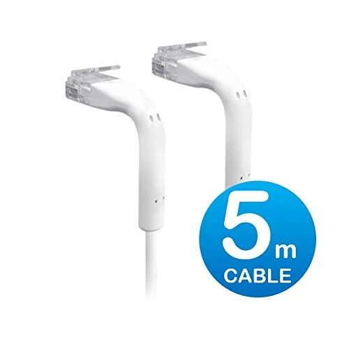 UBIQUITI YPAČ PLONAS PATCH CABLE SU LENKAMAIS AUKŠTAIS SUKURTAS MONTAVIMO LANKSTUMUI / Baltas / 5 M