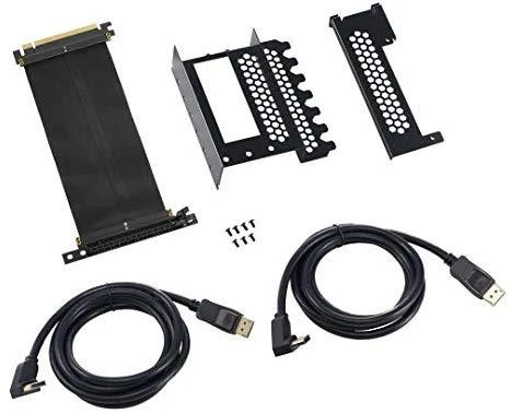 „CableMod“ vertikalus vaizdo plokštės laikiklis su PCIe x16 jungtimi, 2x DisplayPort – juodos spalvos