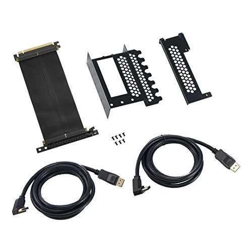 „CableMod“ vertikalus vaizdo plokštės laikiklis su PCIe x16 jungtimi, 2x DisplayPort – juodos spalvos