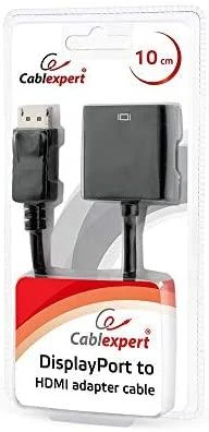 GEMBIRD AB-DPM-HDMIF-002 DisplayPort kištukas į HDMI kištuką, 10 cm, juodas, blisterinė pakuotė