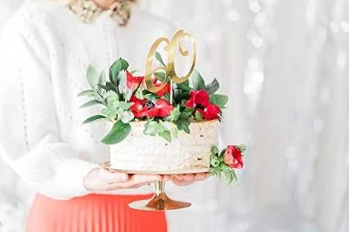 Party Deco Topper na tort "60", auksinė, 21cm one size