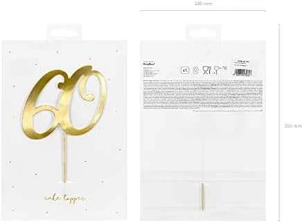 Party Deco Topper na tort "60", auksinė, 21cm one size