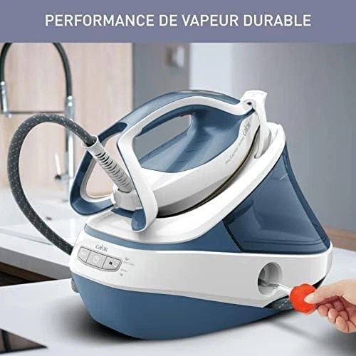 TEFAL | Steam Station Pro Express | GV9710E0 | 3000 W | 1,2 l | 7,6 baro | Automatinis išjungimas | Vertikali garų funkcija | Kalkių valymo funkcija | Baltas/Mėlyna