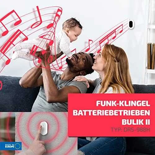 Zamel belaidis baterijos durų skambutis BULIK II rinkinys IP56 diapazonas 350 m DRS-988H (SUN10000431)