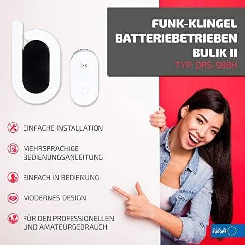 Zamel belaidis baterijos durų skambutis BULIK II rinkinys IP56 diapazonas 350 m DRS-988H (SUN10000431)