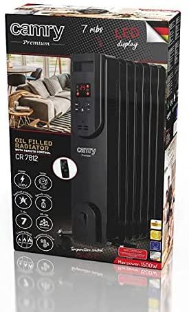 Adler Elektrinis alyvos šildytuvas su nuotoliniu valdymu CAMRY CR 7814 13 fin, 2500 W juodas