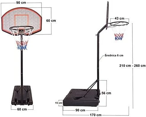 Lean Sport Krepšinio stovas Lean Toys 190-260 cm