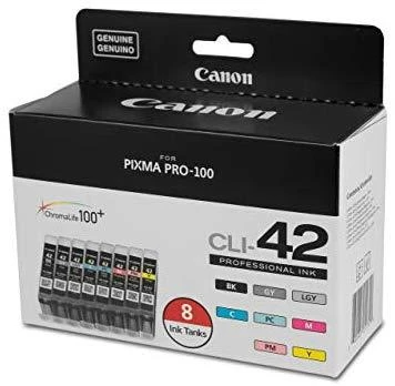 CANON 1LB CLI-42 8inks rašalo kasetė juodas ir spalvos standartinės talpos sudėtinė pakuotė pilni 8 rašalai