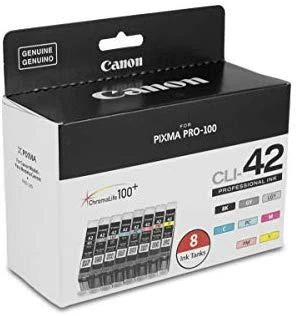 CANON 1LB CLI-42 8inks rašalo kasetė juodas ir spalvos standartinės talpos sudėtinė pakuotė pilni 8 rašalai