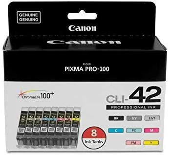 CANON 1LB CLI-42 8inks rašalo kasetė juodas ir spalvos standartinės talpos sudėtinė pakuotė pilni 8 rašalai