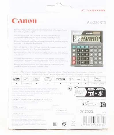Canon AS-220RTS skaičiuotuvas Desktopas Skaičiuotuvo ekranas Juoda