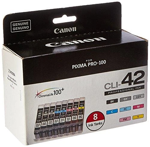 CANON 1LB CLI-42 8inks rašalo kasetė juodas ir spalvos standartinės talpos sudėtinė pakuotė pilni 8 rašalai
