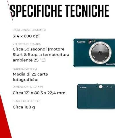 Canon Zoemini S2 mažų nuotraukų spausdintuvas ir fotoaparatas, Tamsiai žalsvai mėlynas