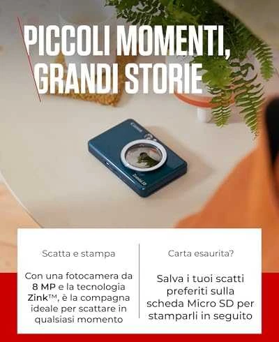Canon Zoemini S2 mažų nuotraukų spausdintuvas ir fotoaparatas, Tamsiai žalsvai mėlynas