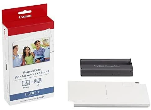 CANON KP-36IP fotopopierius 100x148mm 36 lapų + spalvotas rašalas, skirtas Selphy CP atviruko dydžio