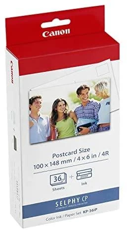 CANON KP-36IP fotopopierius 100x148mm 36 lapų + spalvotas rašalas, skirtas Selphy CP atviruko dydžio