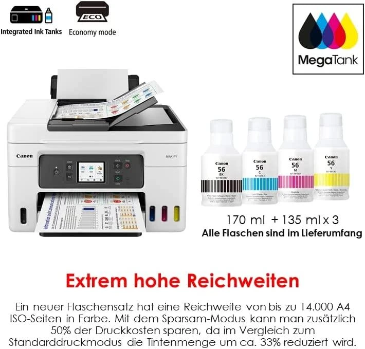 Spausdintuvas rašalinis Canon MAXIFY GX4050 MFP Spalv. refillable A4 350lap 33.6Kbps USB2.0 LAN WiFi