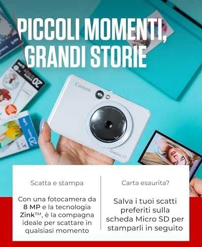 Canon Zoemini S2 mažų nuotraukų spausdintuvas ir fotoaparatas, Perlo baltumo