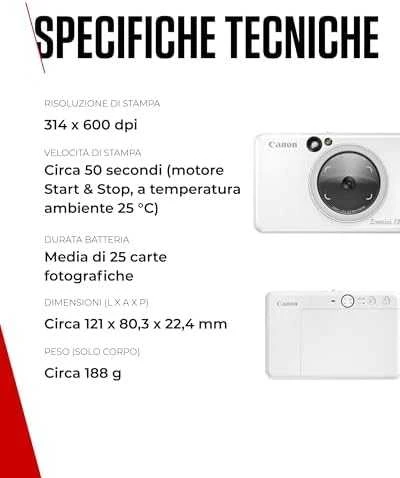 Canon Zoemini S2 mažų nuotraukų spausdintuvas ir fotoaparatas, Perlo baltumo