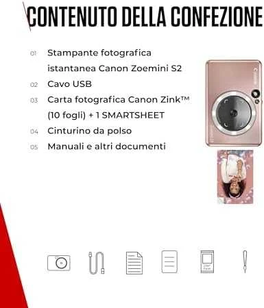Canon Zoemini S2 mažų nuotraukų spausdintuvas ir fotoaparatas, Rausvo aukso