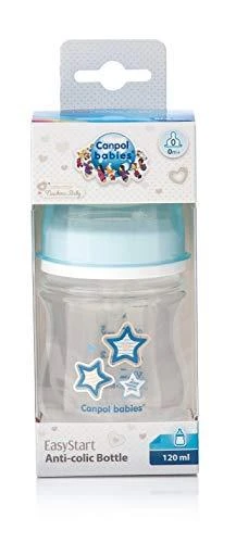 CANPOL BABIES buteliukas plataus kaklelio Easy Start Newborn Anti-colic 120ml 35/216 mėlynas stars