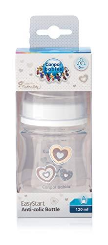 Canpolbabies CANPOL BABIES plataus kaklelio buteliukas EASYSTART ANTI-COLIC, beige hearts, 120 ml, 35/216
