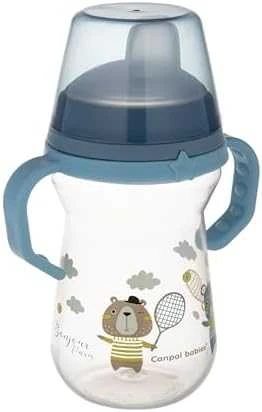 Canpol babies gertuvė su silikoniniu snapeliu FirstCup 250ml BONJOUR PARIS (56/613_blu)