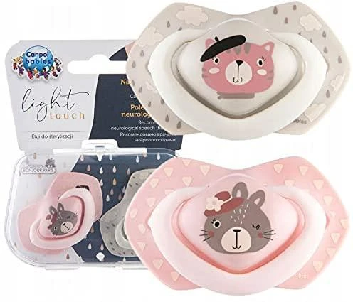 CANPOL BABIES silikoninis simetrinis čiulptukas BONJOUR PARIS, 18 mėn.+,2 vnt., 22/649_pin