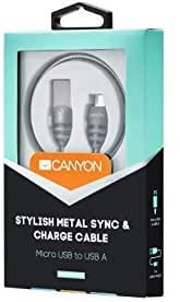 CANYON laidas UM-5 MicroUSB 10W 1m Dark Pilkas