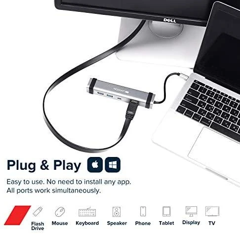 CANYON hub DS-3 4in1 USB-C Kosminė pilka