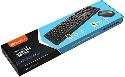 CANYON SET-W20 JK/JAV Klaviatūra ir pelė Velvet Wireless Juodas