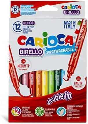 Flomasteriai CARIOCA BIRELLO, dvipusiai, 12 spalvų