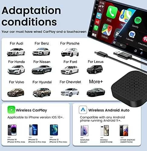 Belaidis adapteris Carlinkit 5.0 2AIR Wireless Adapter Apple CarPlay / Android Auto, Juodas