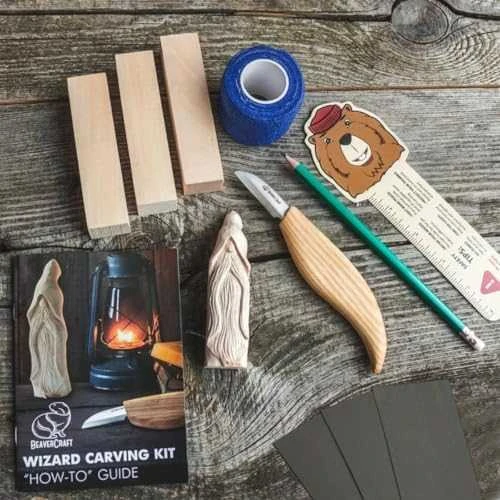 Drožinėjimo rinkinys BeaverCraft DIY03; figūrėlių drožinėjimui pradedantiesiems