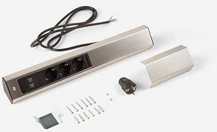Bachmann BACHMANN CASIA 2 3xCEE7/3 1xUSB A/C 22W 2,0m AEH, nerūdijančio plieno išvaizda