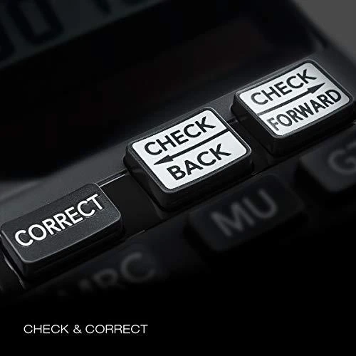 CASIO skaičiuotuvas: CHECK ir CORRECT klavišų detalė
