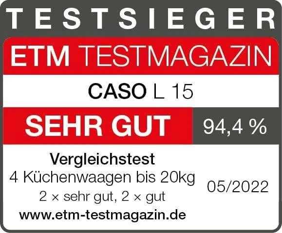 Caso | Virtuvinės svarstyklės | L 15 | Maximum weight (capacity) 15 kg | Graduation 1 g | Ekranas type LCD Ekranas | Nerūdijantis plienas
