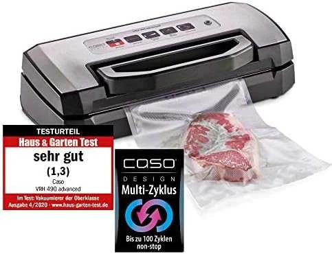 Caso | Bar Vacuum sealer | VRH 490 advanced | Power 110 W | Temperature control | Juodas/Nerūdijantis plienas